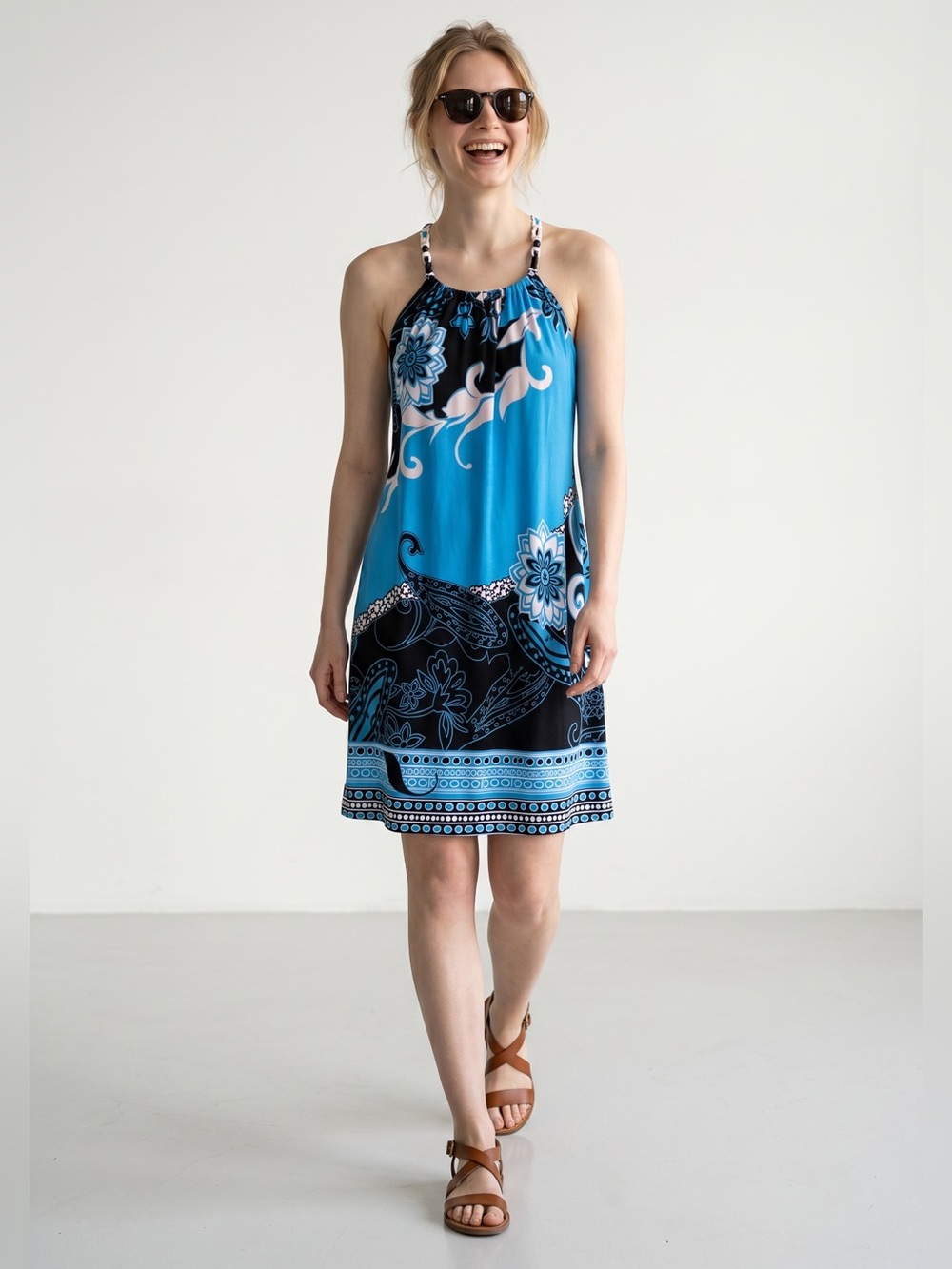 Muse mini dress Pucci-inspired floral print with a draped neckline. Size 10 GUC